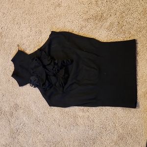 Ruffle-front high neck tank top